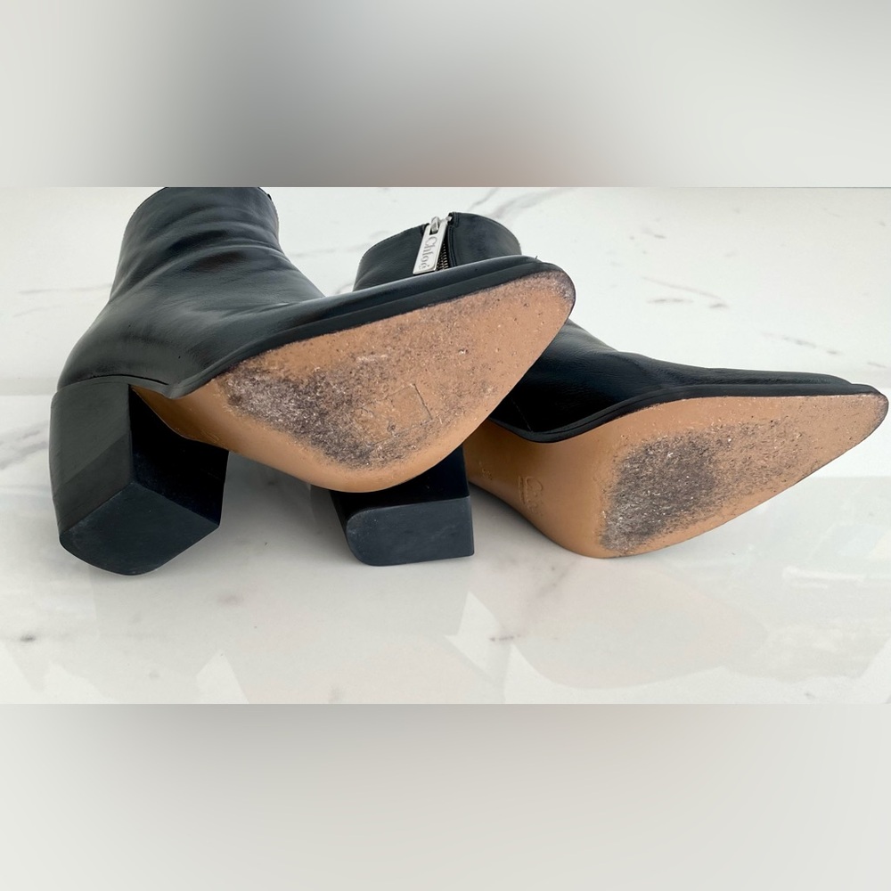 Chloe Black Leather Rylee Ankle Boots Sz 38 $950 - Picture 7 of 10
